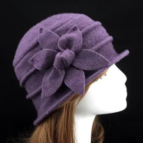 100% Pure Wool Hexagonal Flower Casual Warm Knitted Winter Beanie