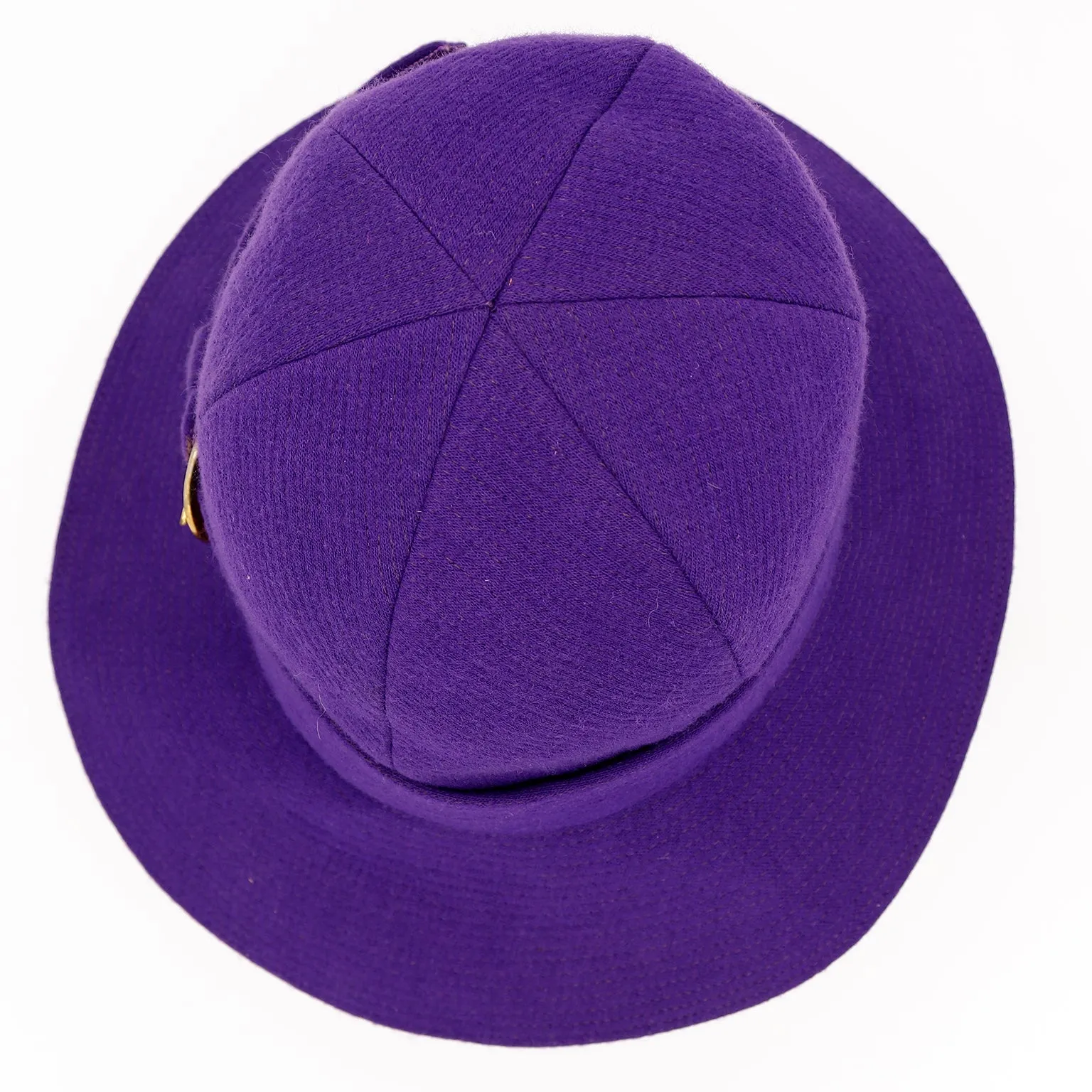 1960s Yves Saint Laurent Purple Wool Hat with Gold Buckle