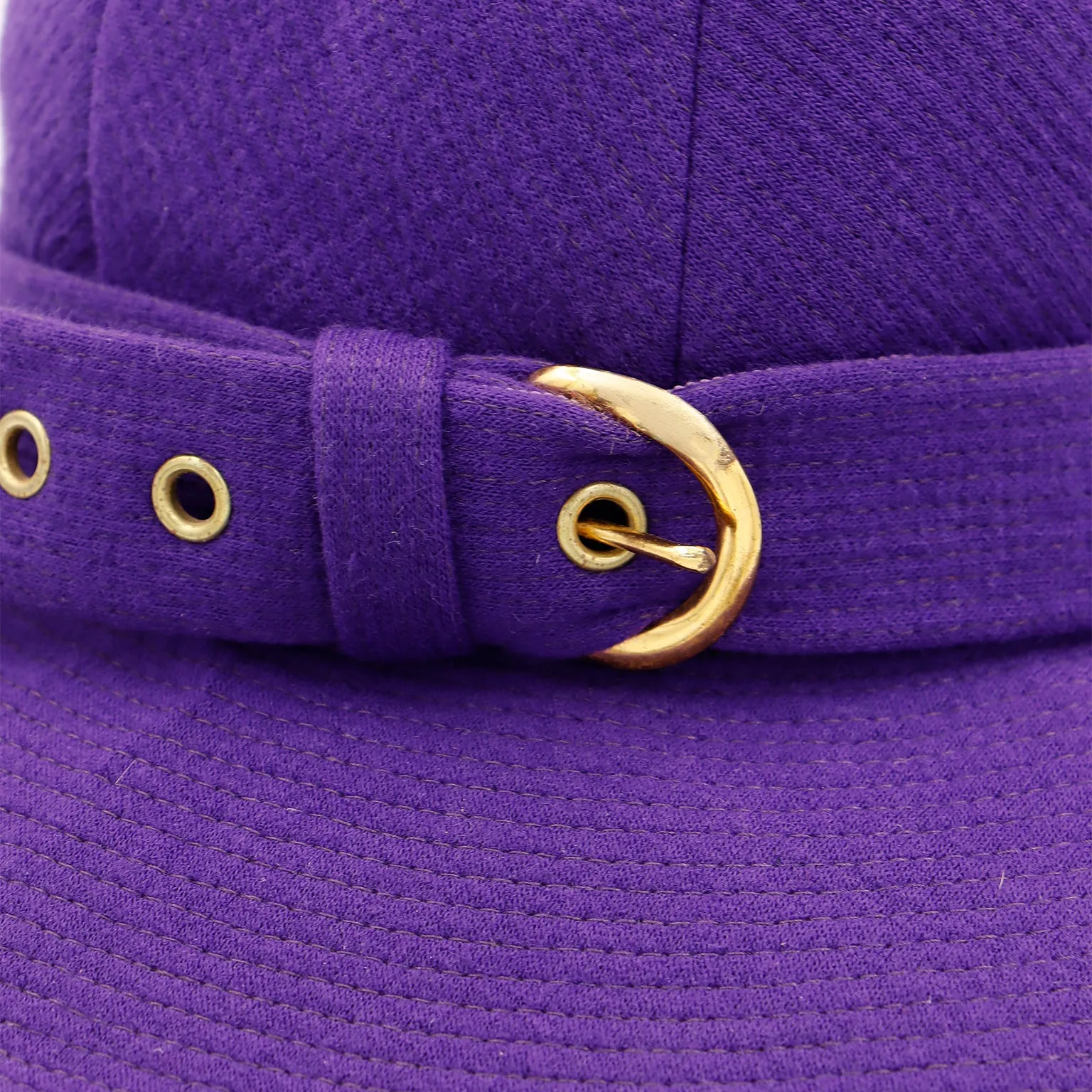 1960s Yves Saint Laurent Purple Wool Hat with Gold Buckle