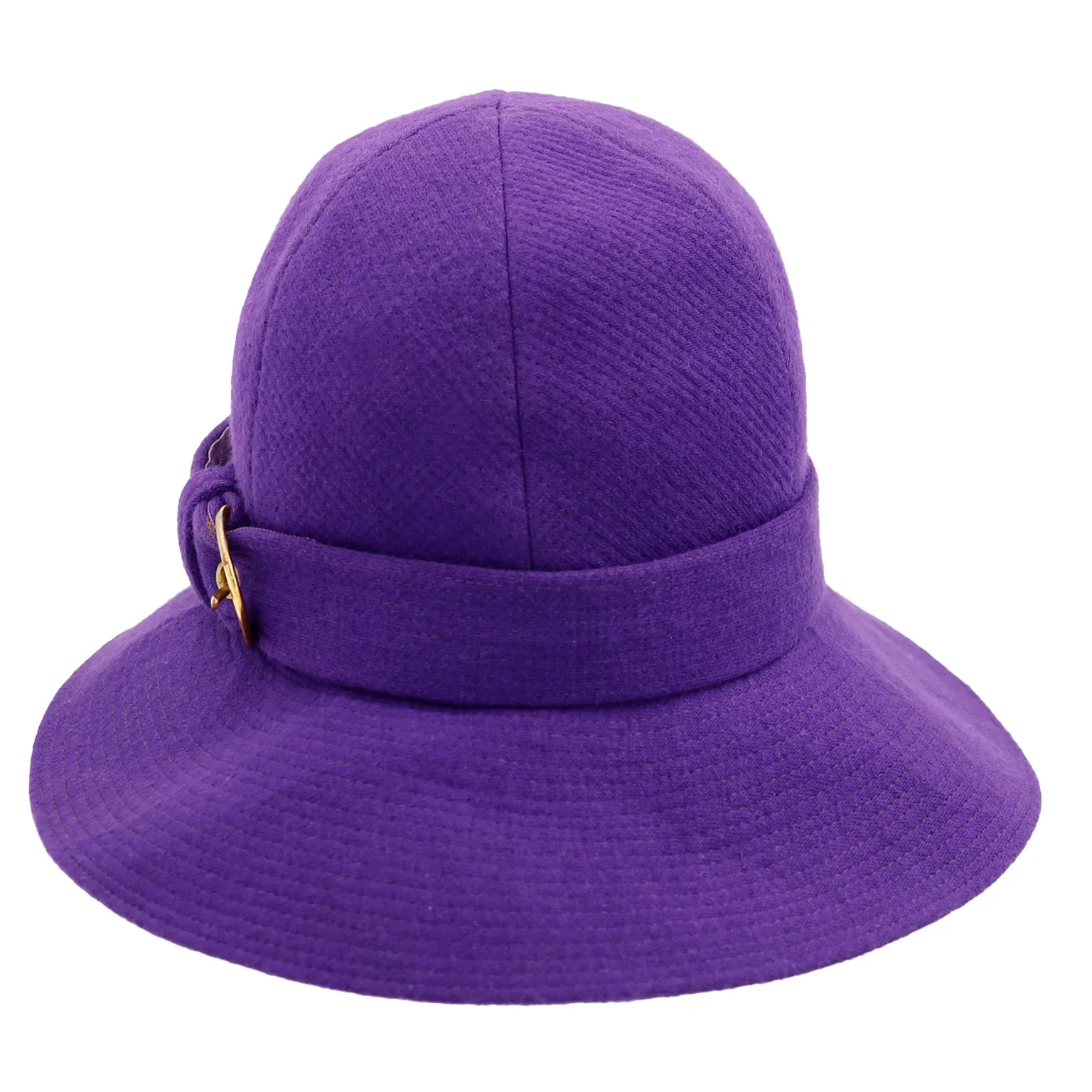 1960s Yves Saint Laurent Purple Wool Hat with Gold Buckle