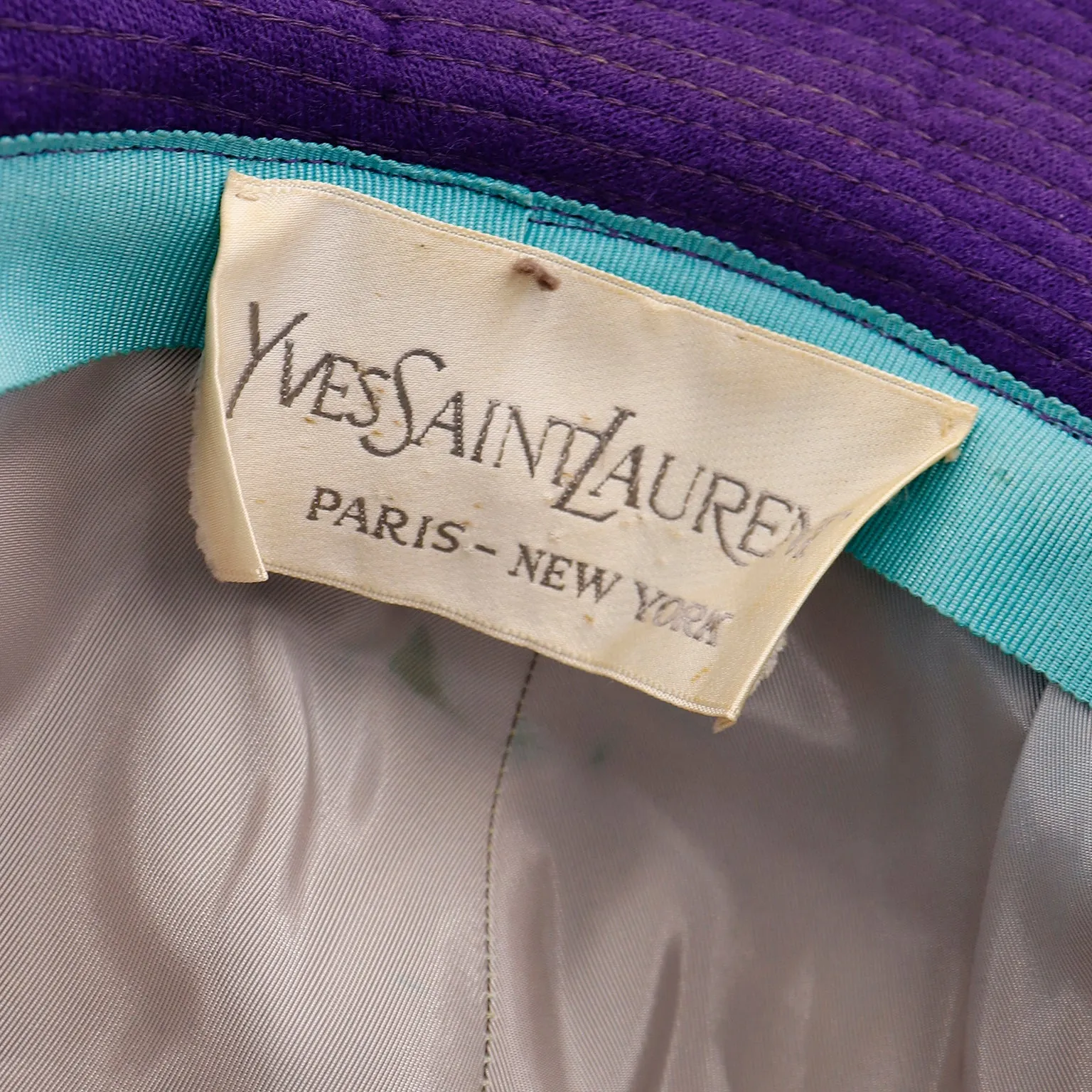 1960s Yves Saint Laurent Purple Wool Hat with Gold Buckle