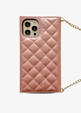 2-in-1 Quilted Wallet Case in Rose Gold