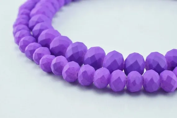 2 Strands Matte Glass Beads Donut Rondelle Faceted Jewelry Decoration Chandelier 4x6mm and 6x8mm. 2 Sizes Group 60 PCs ea Item#789222042929