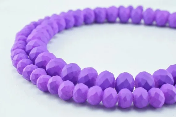 2 Strands Matte Glass Beads Donut Rondelle Faceted Jewelry Decoration Chandelier 4x6mm and 6x8mm. 2 Sizes Group 60 PCs ea Item#789222042929