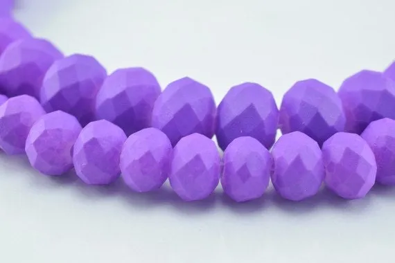 2 Strands Matte Glass Beads Donut Rondelle Faceted Jewelry Decoration Chandelier 4x6mm and 6x8mm. 2 Sizes Group 60 PCs ea Item#789222042929