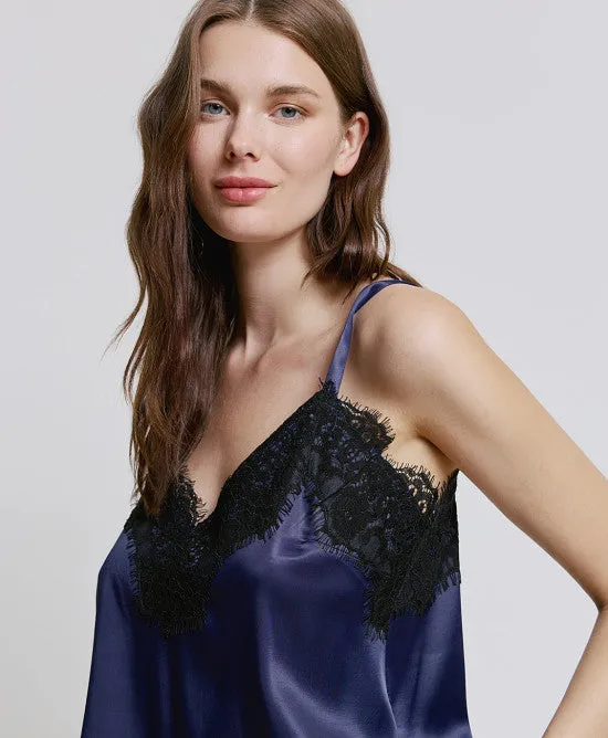 Access Fashion Navy/Black Satin Lace Camisole