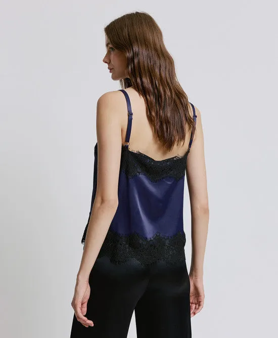 Access Fashion Navy/Black Satin Lace Camisole