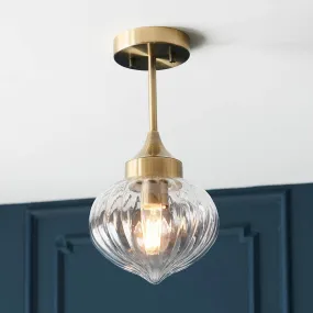 Addington 1 Light Antique Brass Semi Flush Ceiling Light