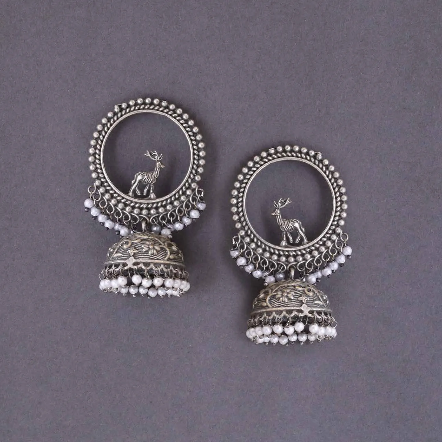 Antique Anvina Oxidised Jhumkis