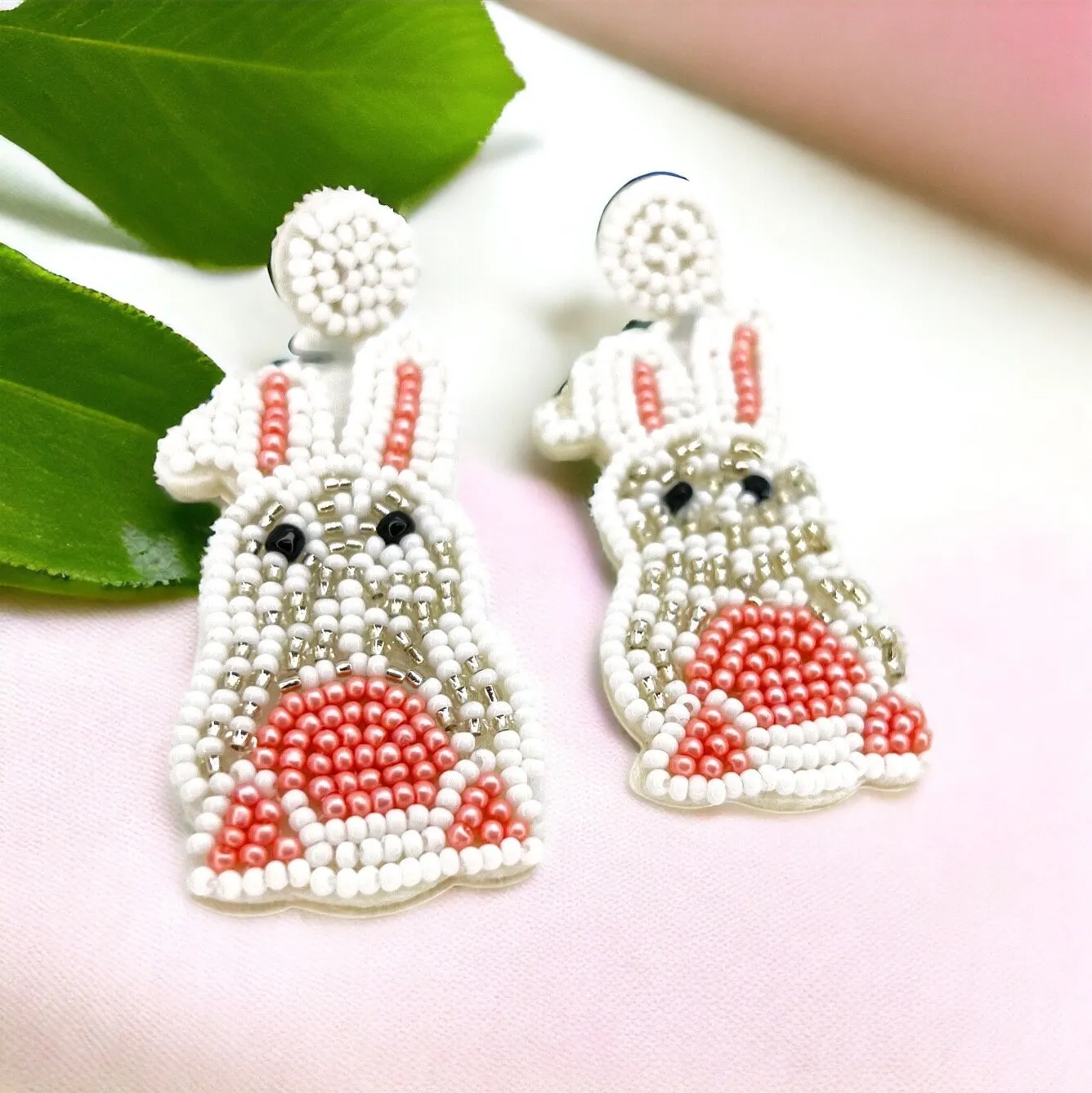 Beaded Easter Earrings - Happy Easter, Easter Bunny Earrings, Easter Accessories, Easter Egg, Beaded Accessories, Easter Basket, Rabbit