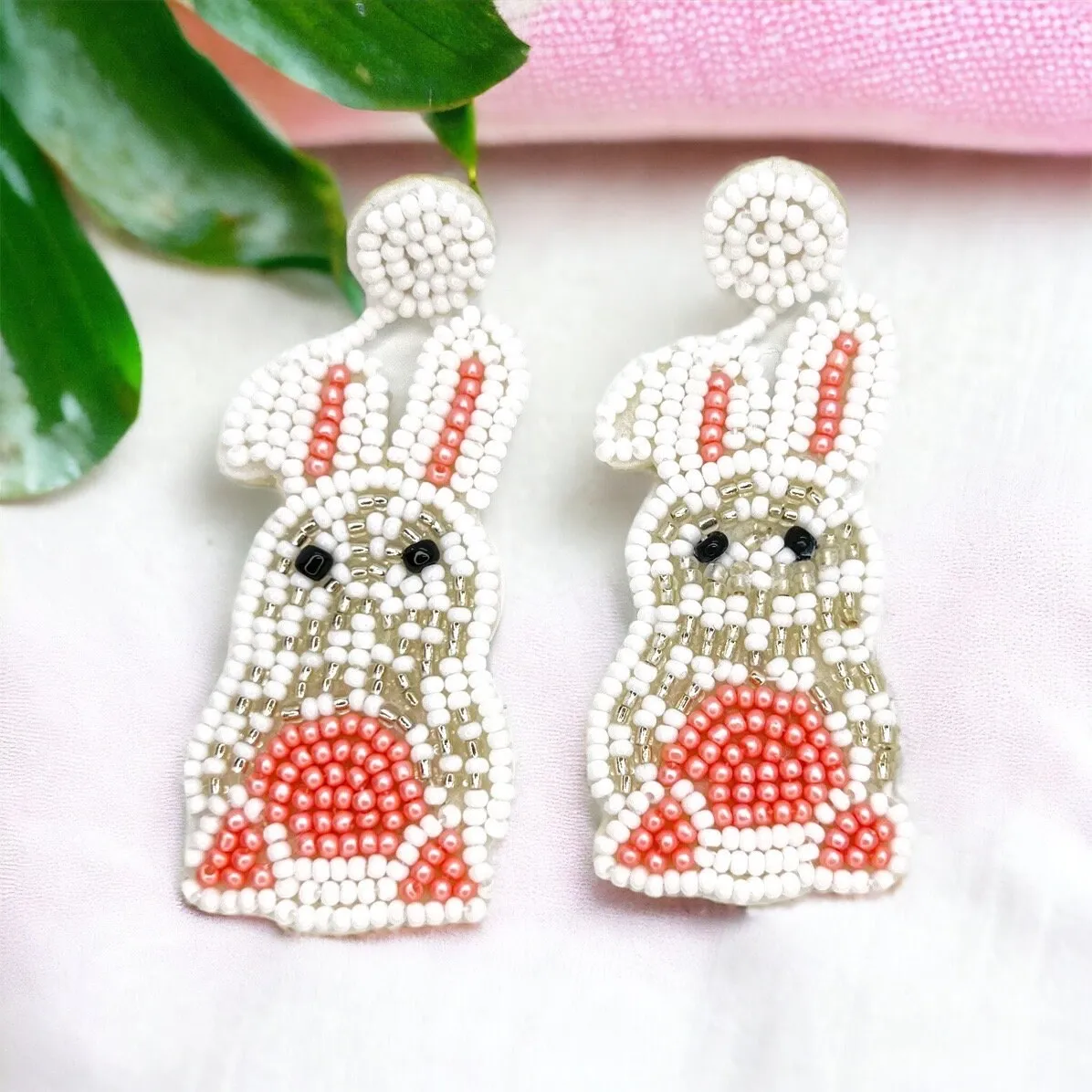 Beaded Easter Earrings - Happy Easter, Easter Bunny Earrings, Easter Accessories, Easter Egg, Beaded Accessories, Easter Basket, Rabbit