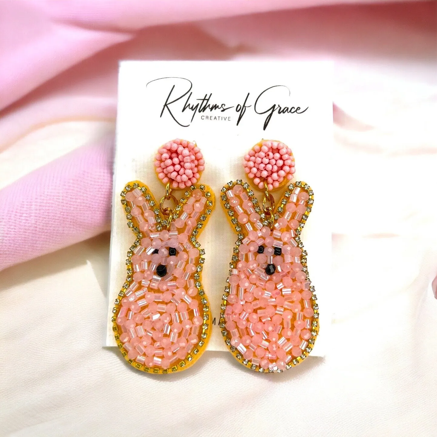 Beaded Easter Earrings - Happy Easter, Easter Bunny Earrings, Easter Accessories, Easter Egg, Beaded Accessories, Easter Basket, Rabbit