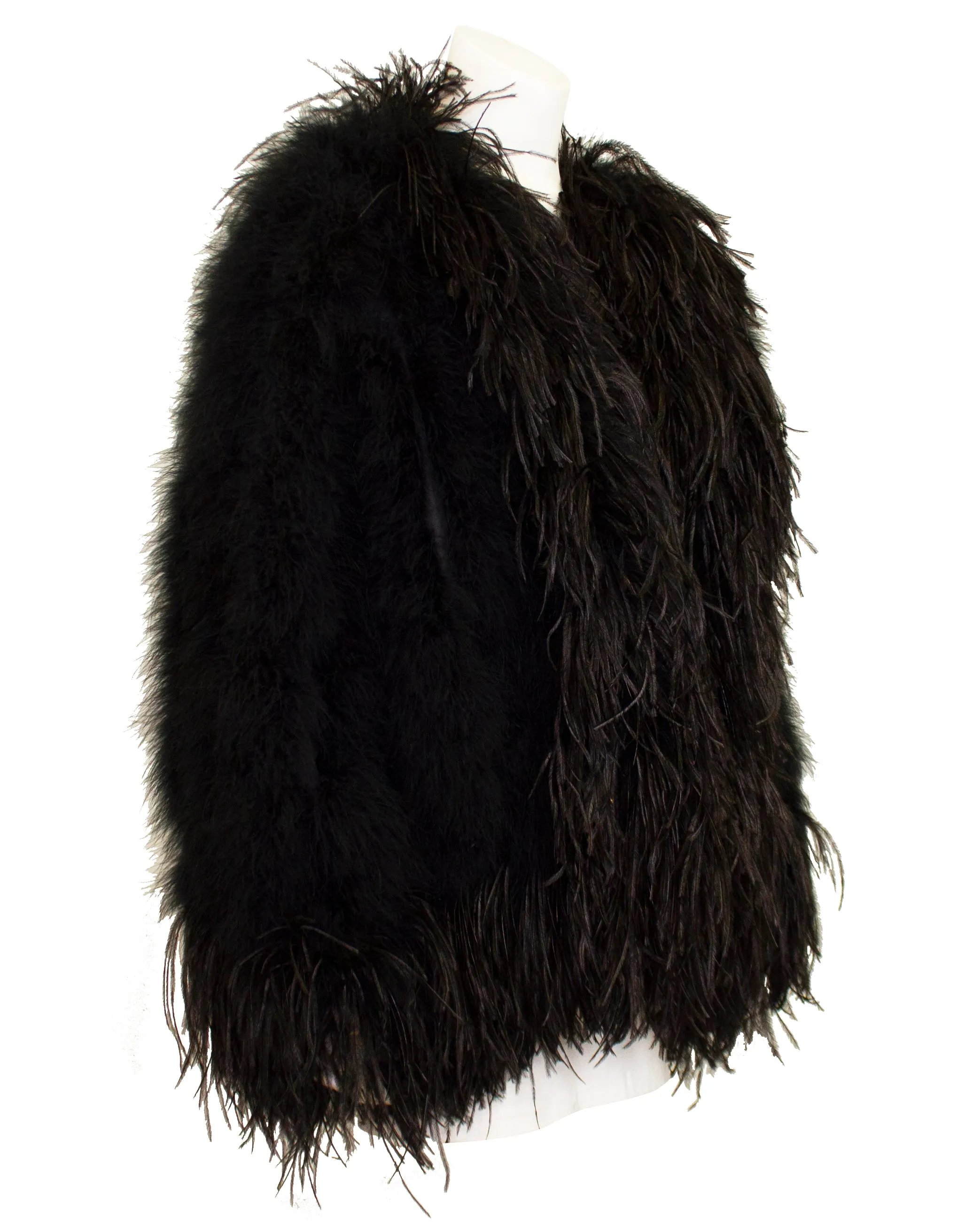 Black Ostrich and Marabou Feather Jacket