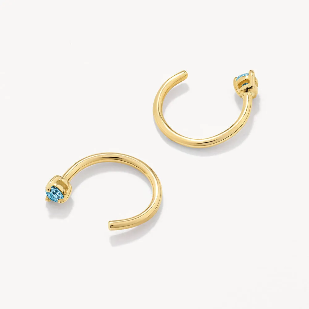 Blue Topaz December Birthstone Hook Earrings in 10k Gold