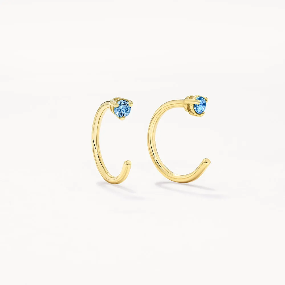 Blue Topaz December Birthstone Hook Earrings in 10k Gold