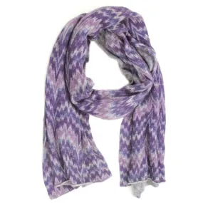 Chevron Print Cashmere Blend Scarf - Purple