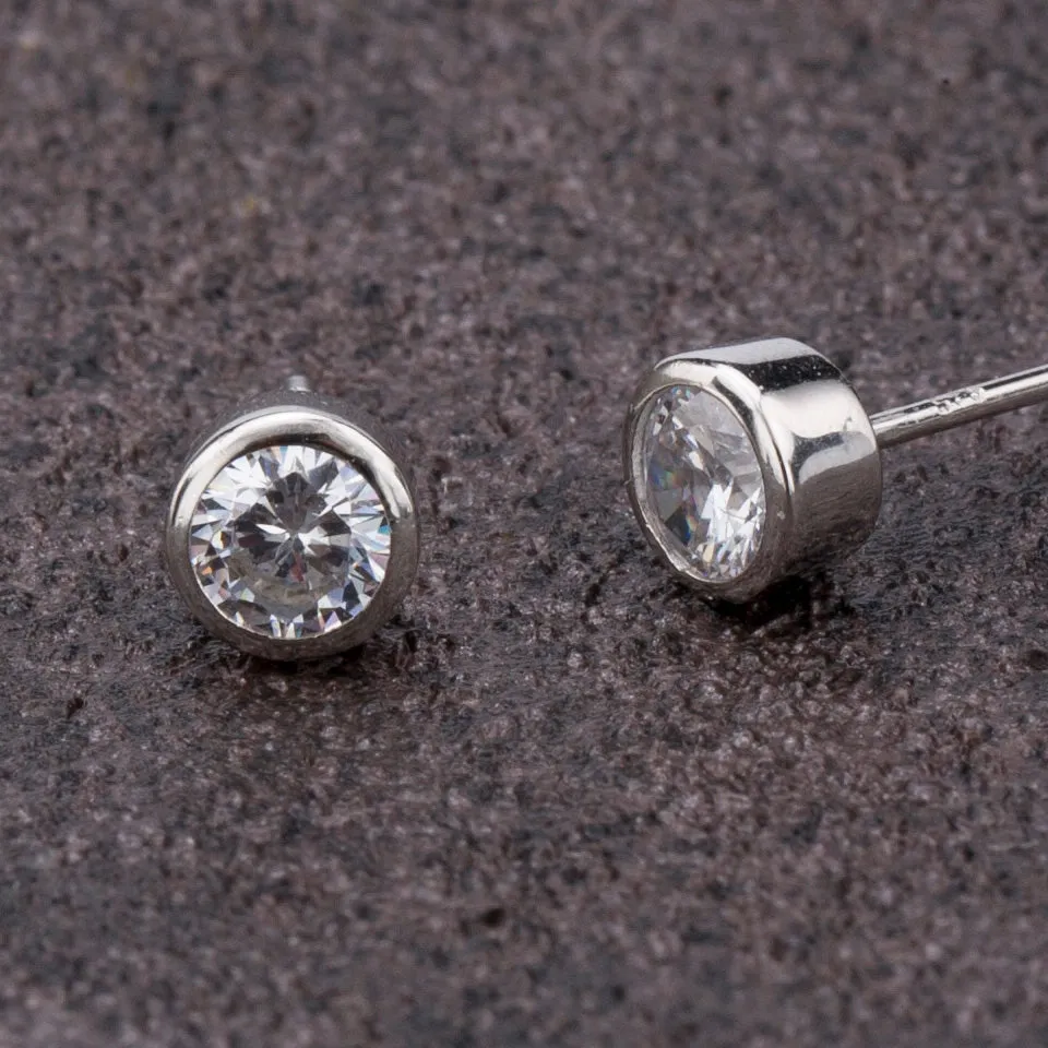 Classic Solitaire Stud Earrings- 925 Silver