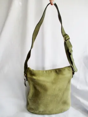 COACH 4932 Leather Suede Hobo Duffel Bucket shoulder bag purse GREEN SAGE