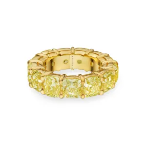 Cushion Cut Fancy Light Yellow Diamond Eternity Band, 13 CT