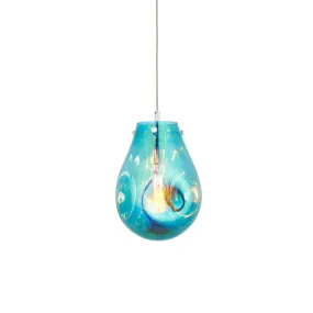 Dazzle Medium Petrol Glass & Chrome Ceiling Pendant Light