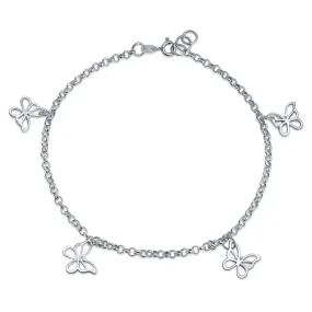 Dragonfly Firefly Butterfly Anklet Ankle Bracelet Sterling Silver Adjustable