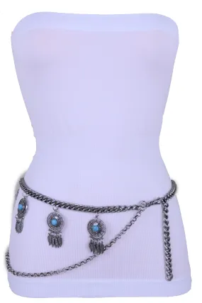 Dreamcatcher Charms Silver Metal Chain Belt