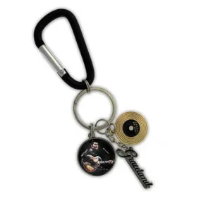 Elvis Black Leather Multi Dangle Carabiner Key Ring