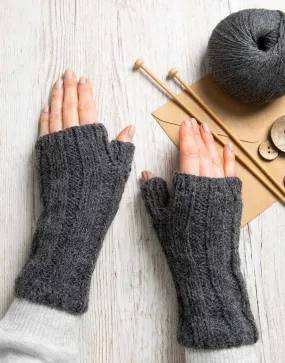 Fingerless Alpaca Gloves Knitting Kit, Wool Couture