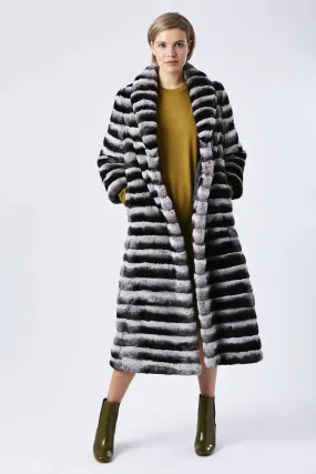 Grey Carrie Chinchilla Effect Coney Fur Coat