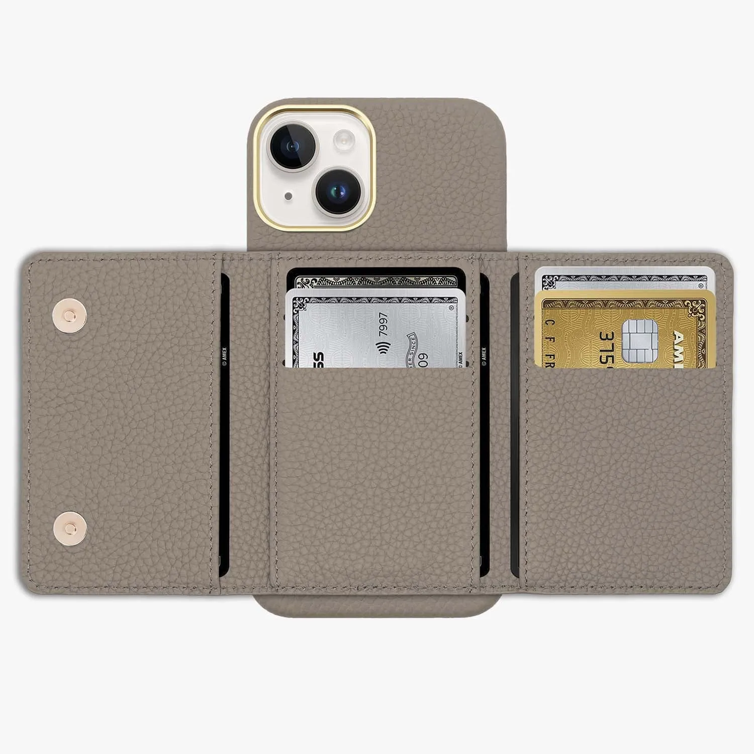 iPhone 16 Plus Leather Case with MagSafe Trifold Wallet Set