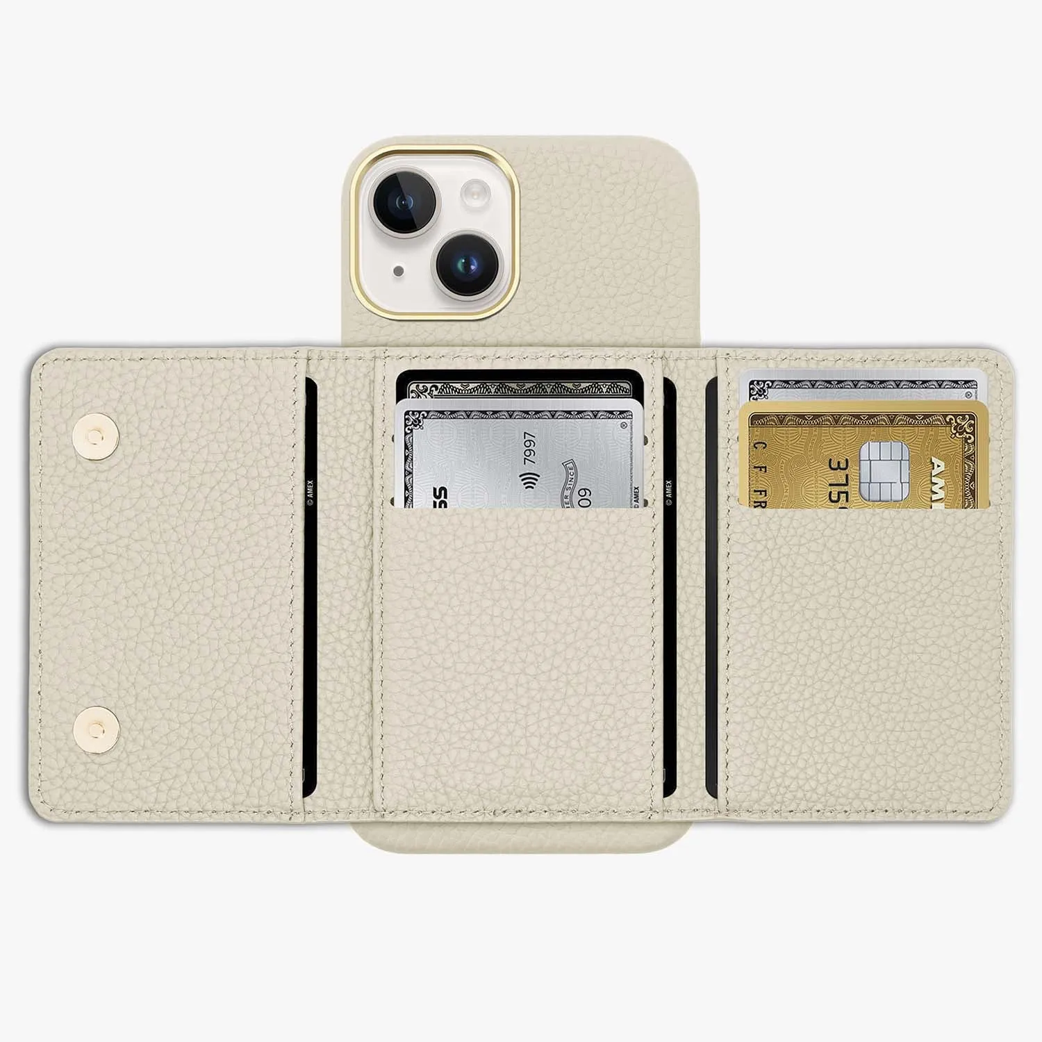 iPhone 16 Plus Leather Case with MagSafe Trifold Wallet Set