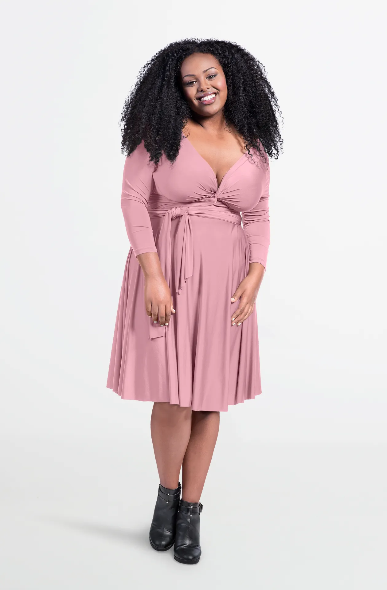 Iris Midi Dusty Rose / 1X/2X - Convertible Cocktail & Work Dresses