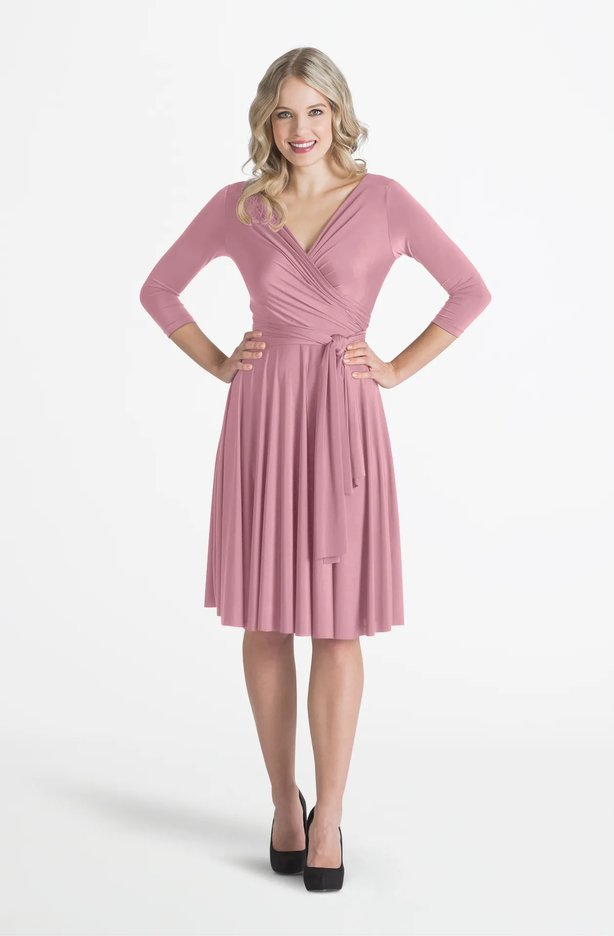 Iris Midi Dusty Rose / 1X/2X - Convertible Cocktail & Work Dresses