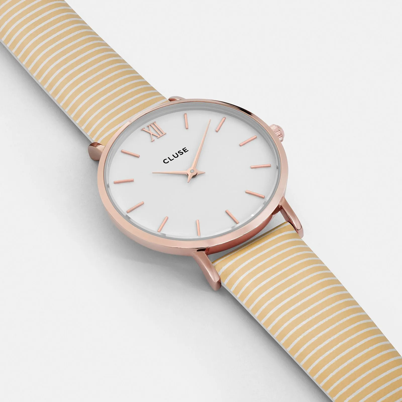 Minuit Leather Yellow Stripes, Rose Gold Colour