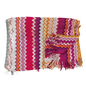 Missoni Scarf Purple Pink Orange Chevron Design - Long Designer Shawl