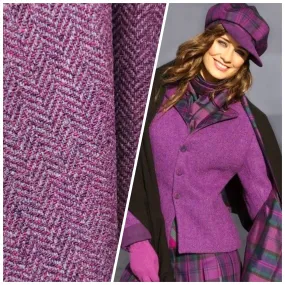 NEW Lady Khloe 100% Wool Made in Italy Chevron Herringbone Mauve Pink Coat Fabric