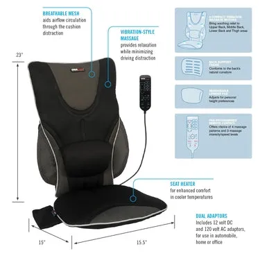 OBUSFORME Backrest Support Driver's Seat Cushion with Heat and Massage