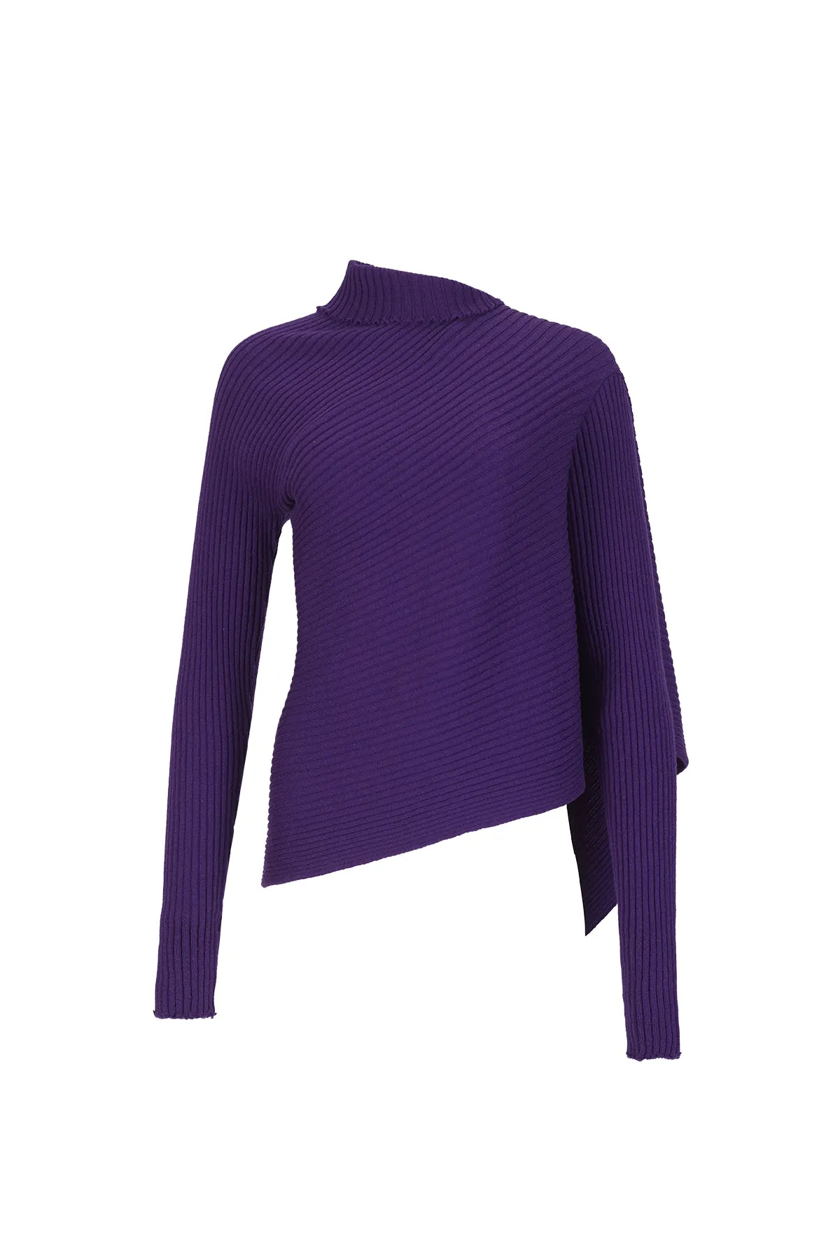 PURPLE DRAPED JUMPER IN MERINO KNIT