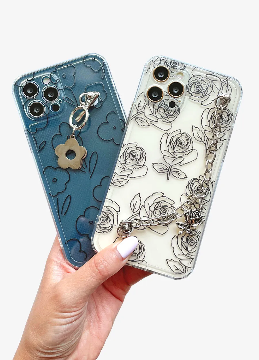 Rose Charm Clear Phone Case