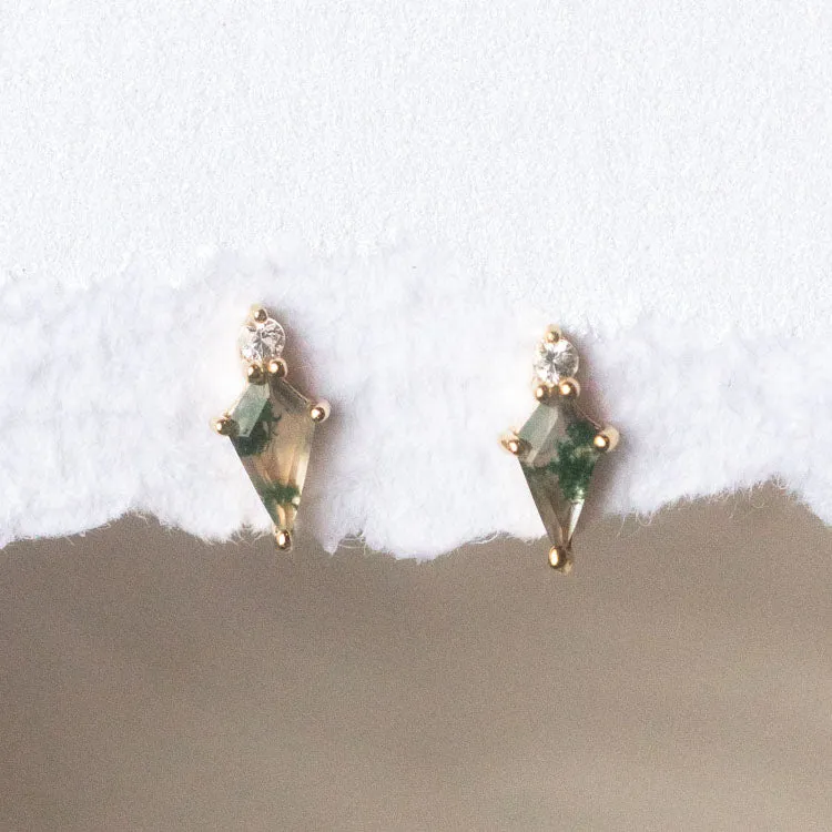 Solid Gold Aquatic Agate Elements Kite Studs