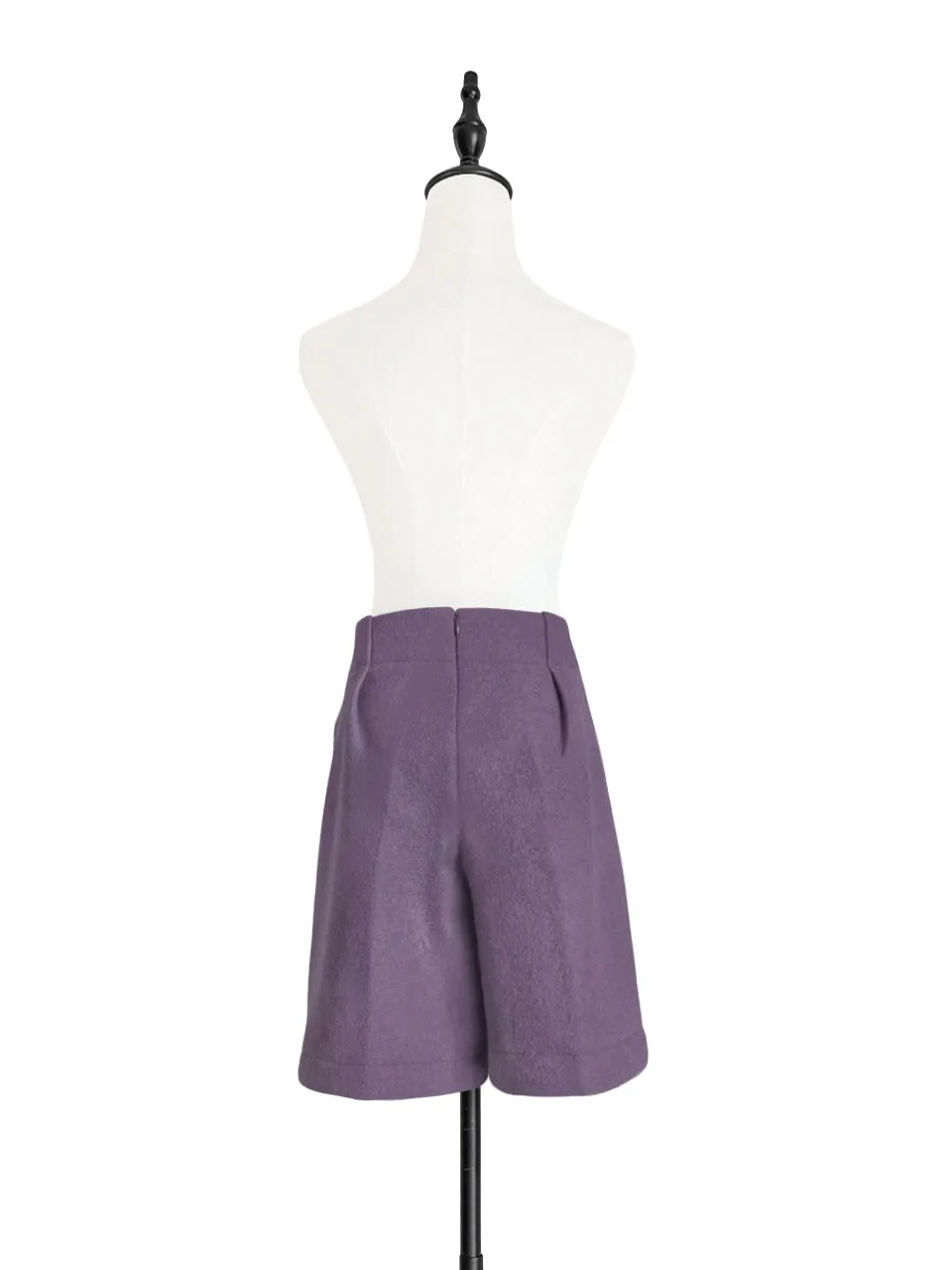 Surprise Sale! Dusty Lilac Elastic Waist Patch Pockets Wool Shorts