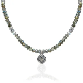 Tat2 Designs Vintage Silver Labradorite Rondelle Disc Necklace